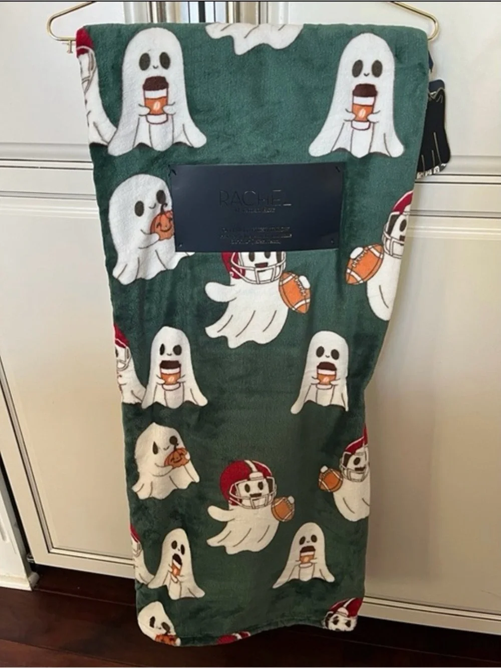 Rachel Roy Green Ghost Football Blanket